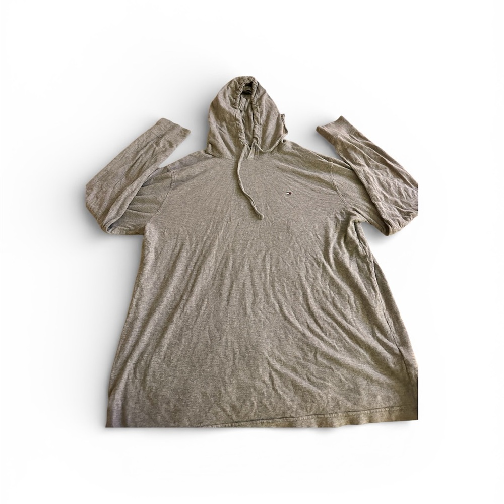 Beige Hooded Long Sleeve Top
